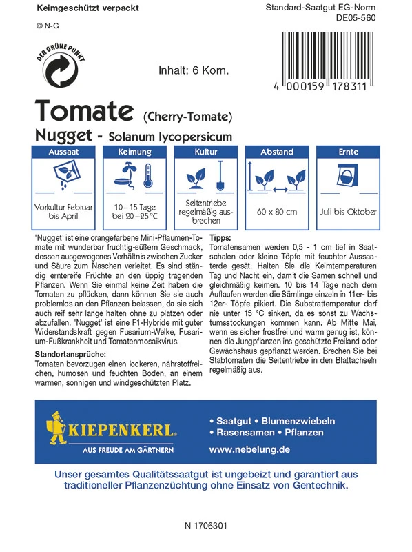 Mini - Pflaumen - Tomate Nugget F1 | Tomatensamen Von Kiepenkerl 1 Mini - Pflaumen - Tomate Nugget F1 | Tomatensamen Von Kiepenkerl