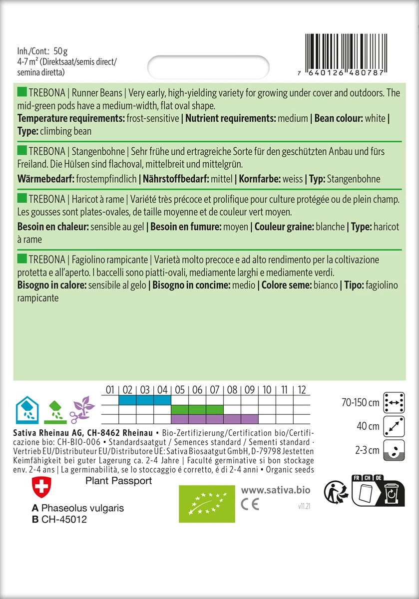 Stangenbohne Trebona | BIO Stangenbohnensamen Von Sativa Rheinau 1 Stangenbohne Trebona | BIO Stangenbohnensamen Von Sativa Rheinau