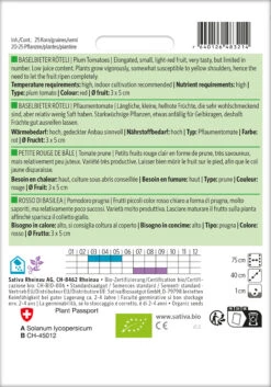 Pflaumentomate Baselbieter Röteli | BIO Eiertomatensamen Von Sativa Rheinau