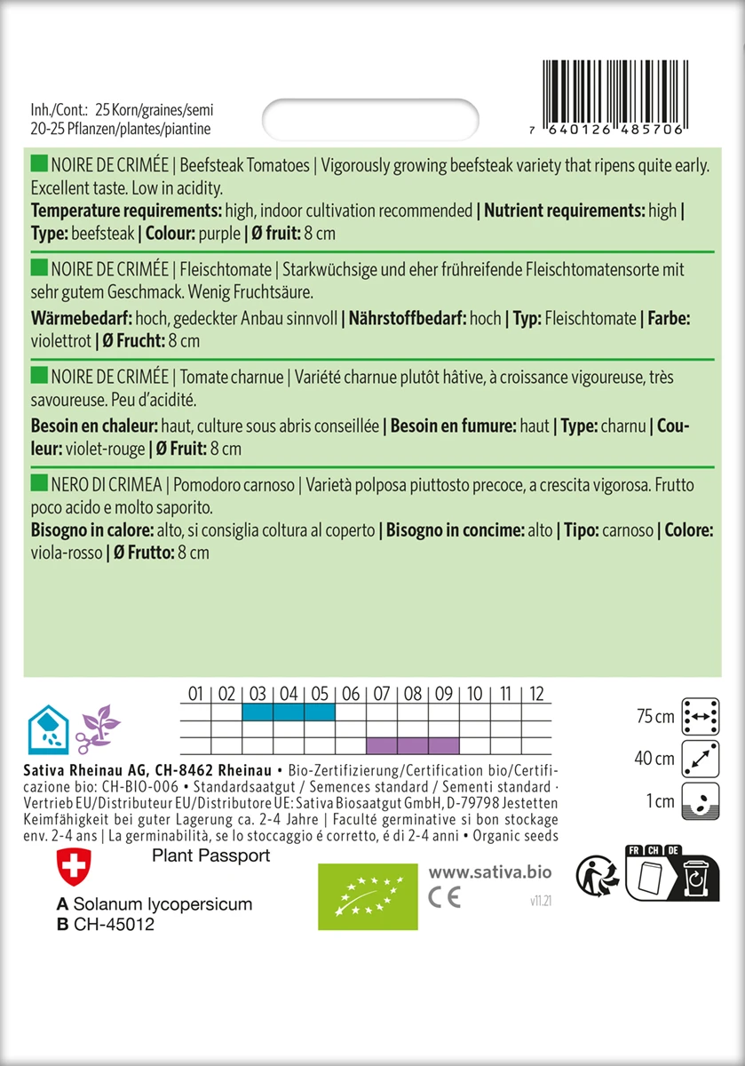 Fleischtomate Noire De Crimée | BIO Fleischtomatensamen Von Sativa Rheinau 2 Fleischtomate Noire De Crimée | BIO Fleischtomatensamen Von Sativa Rheinau – Bild 2