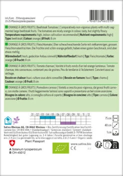 Elho || Compo Verkäufe 29 Fleischtomate Orange À Gros Fruits | BIO Fleischtomatensamen Von Sativa Rheinau