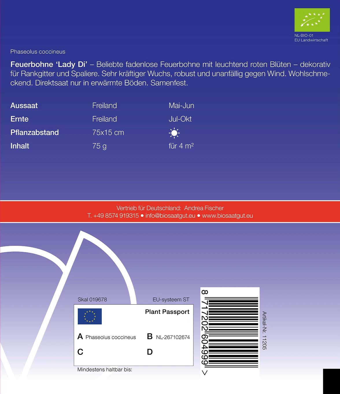Feuerbohne Lady Di | BIO Bohnensamen Von De Bolster 1 Feuerbohne Lady Di | BIO Bohnensamen Von De Bolster