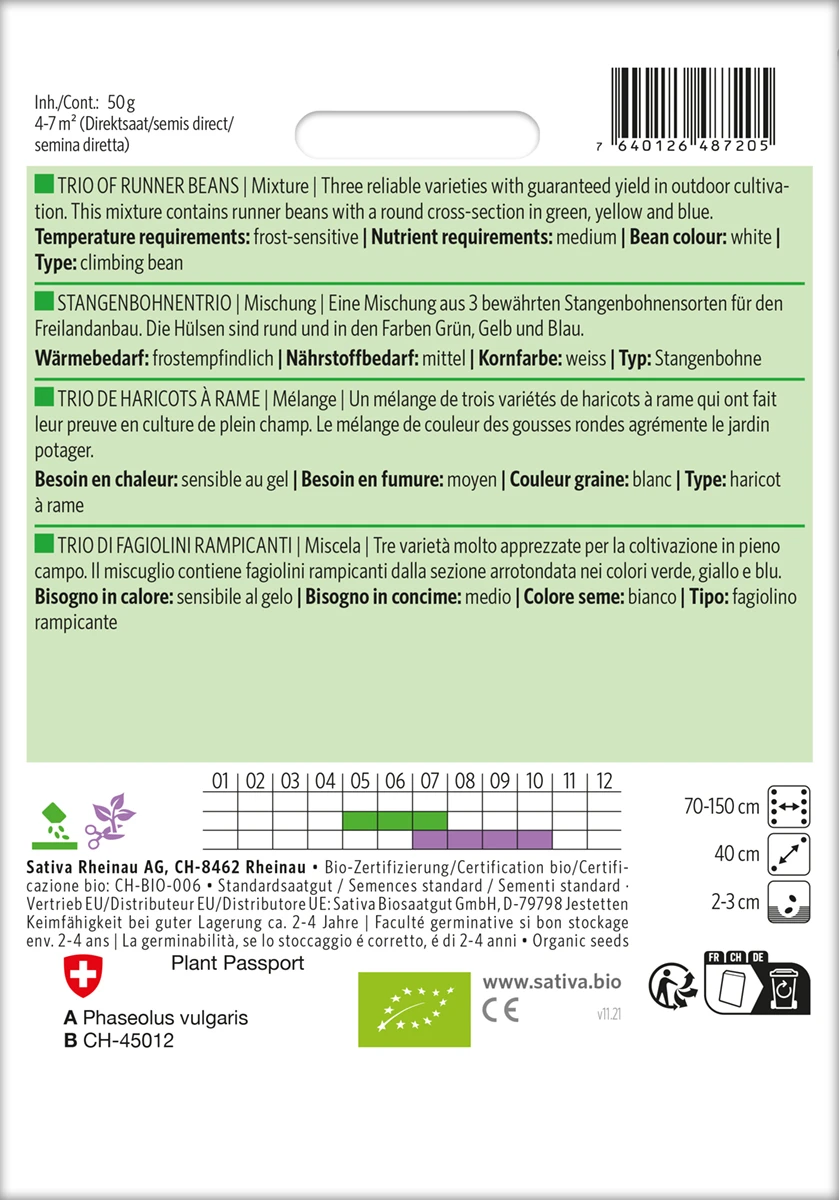 Stangenbohne Trio Mischung | BIO Stangenbohnensamen Von Sativa Rheinau 2 Stangenbohne Trio Mischung | BIO Stangenbohnensamen Von Sativa Rheinau – Bild 2