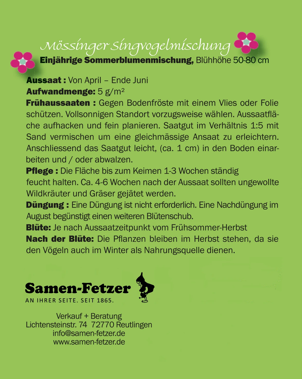 Mössinger Singvogelmischung Für 6 M² | Blumenwiese Von Samen Fetzer 2 Mössinger Singvogelmischung Für 6 M² | Blumenwiese Von Samen Fetzer – Bild 2