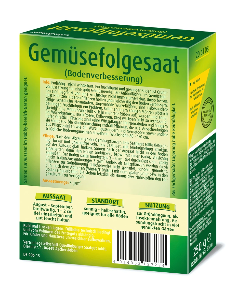 Gemüsefolgesaat (250 G) | Bodenverbesserung Von Quedlinburger 2 Gemüsefolgesaat (250 G) | Bodenverbesserung Von Quedlinburger – Bild 2