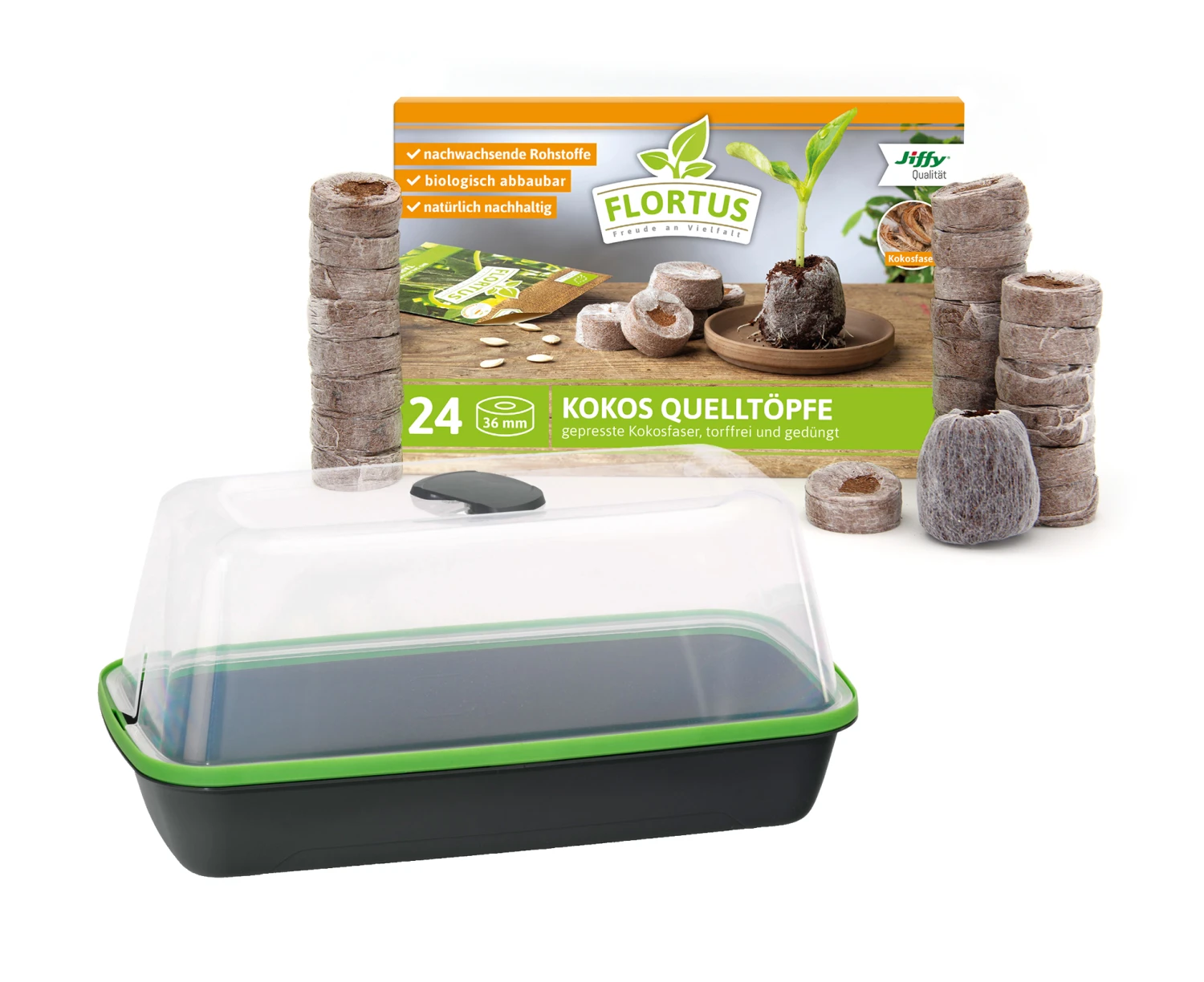 BoQube M & FLORTUS Kokos Quelltöpfe (24 Stück) | Anzuchtzubehör Set Von FLORTUS 5 BoQube M & FLORTUS Kokos Quelltöpfe (24 Stück) | Anzuchtzubehör Set Von FLORTUS – Bild 5