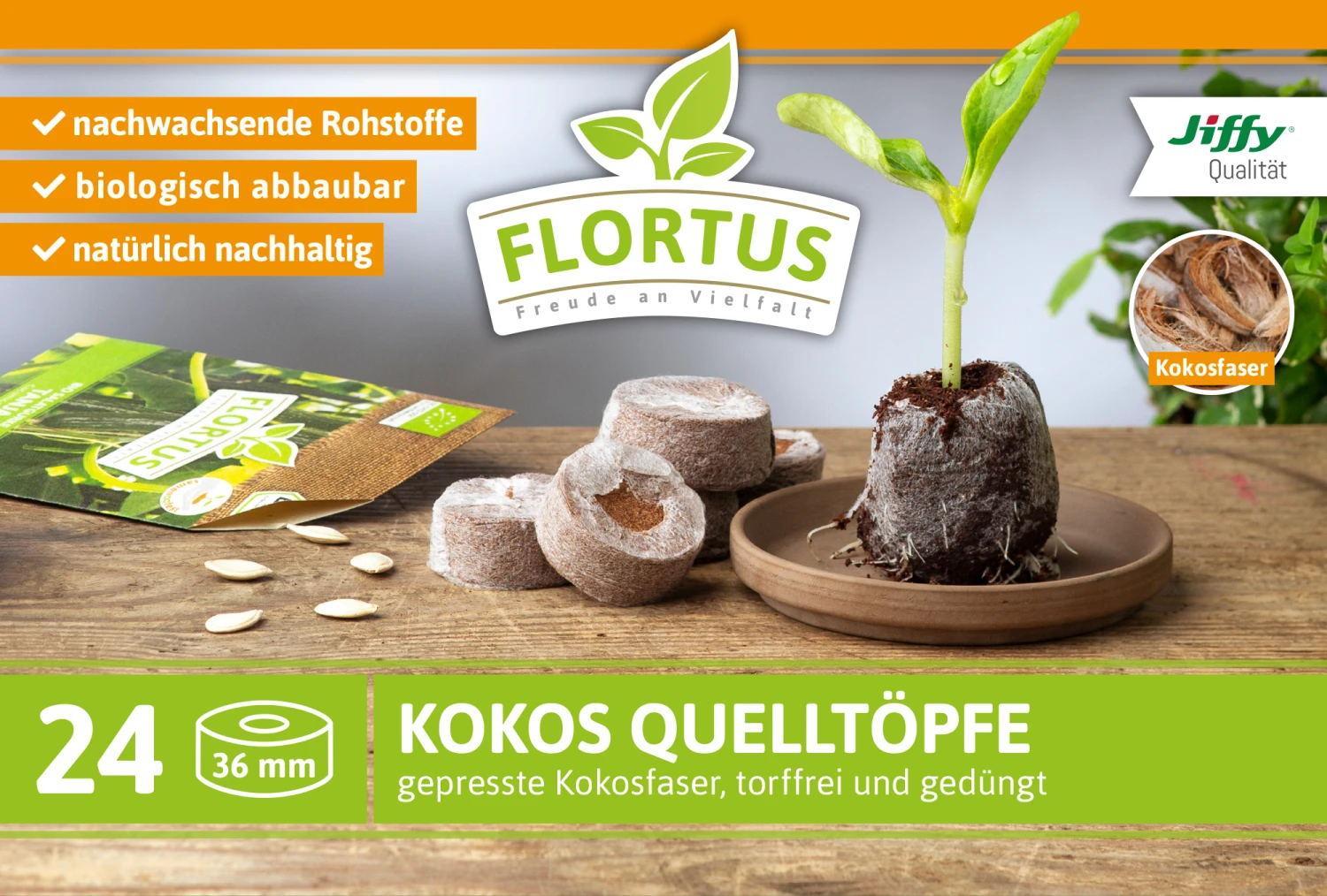 BoQube M & FLORTUS Kokos Quelltöpfe (24 Stück) | Anzuchtzubehör Set Von FLORTUS 3 BoQube M & FLORTUS Kokos Quelltöpfe (24 Stück) | Anzuchtzubehör Set Von FLORTUS – Bild 3
