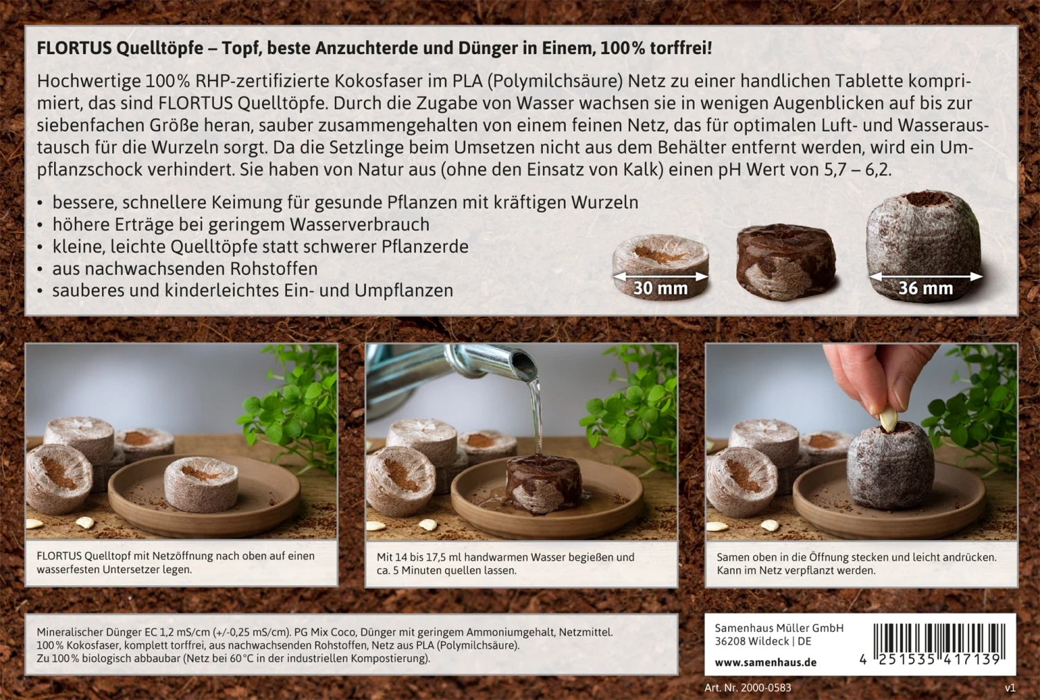 BoQube M & FLORTUS Kokos Quelltöpfe (24 Stück) | Anzuchtzubehör Set Von FLORTUS 1 BoQube M & FLORTUS Kokos Quelltöpfe (24 Stück) | Anzuchtzubehör Set Von FLORTUS